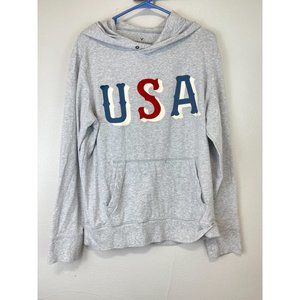 Men's American Eagle Flex Medium Hoodie Sweatshirt Grey USA L/S Cotton Poly